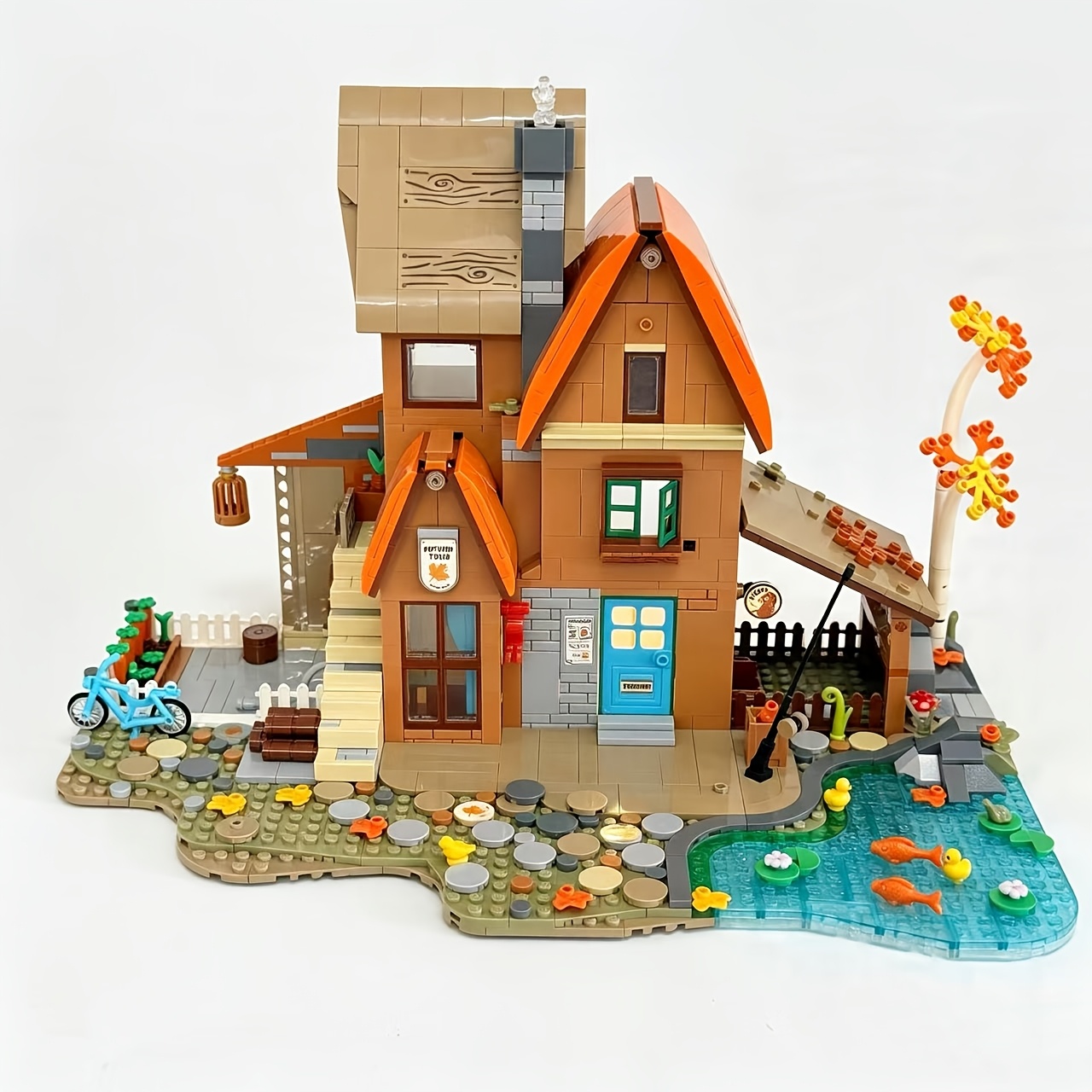 Healing Forest Autumn House Double-Layer Vintage Block Model